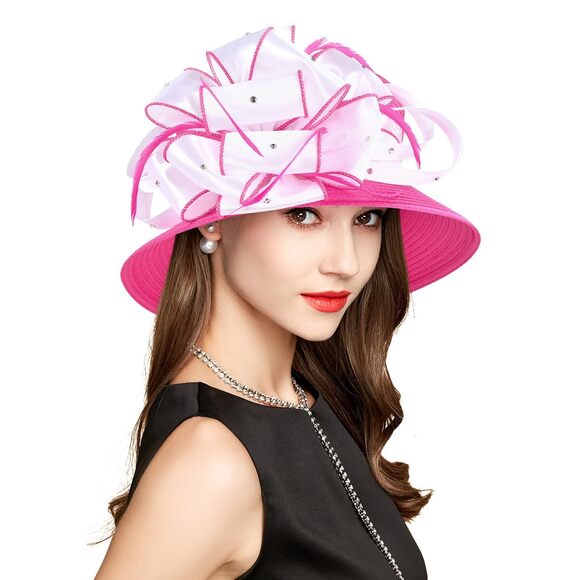 7166 2025 Bucket Hat Girls, Organza Fascinator for Tea Party Bridal Church